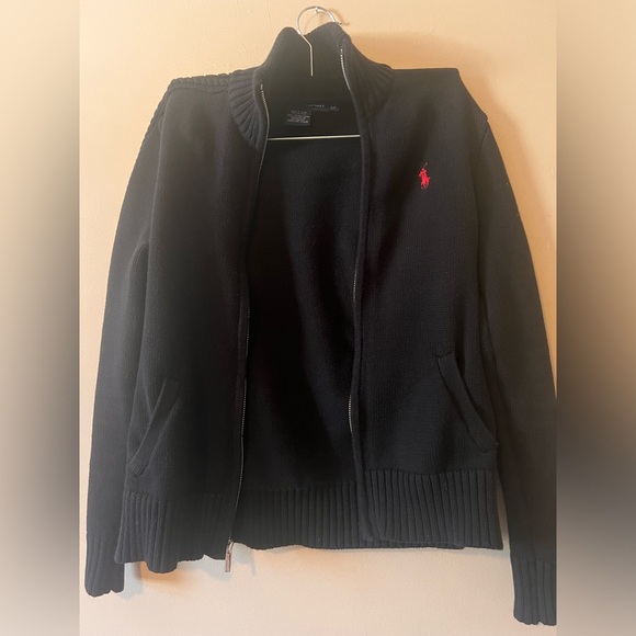 Ralph Lauren Sport cotton full zip thick knit sweater jacket braided weave small - Picture 2 of 7